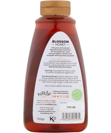 Hilltop Blossom Honey 720g Squeezy Bottle - Pure and Natural Honey | Premium Quality and Tested for Authenticity | Dairy Nut and Gluten Free | Packaging May Vary 720 g (Pack of 4) - Buy Online on GoSupps.com