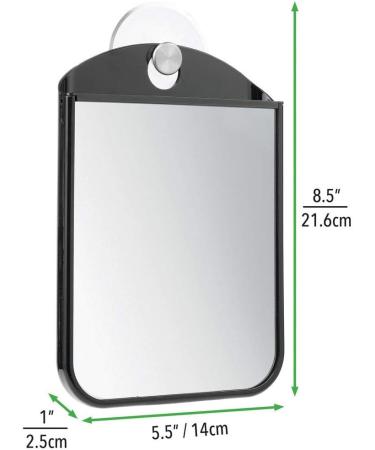 mDesign Bathroom Shower Suction Fog Away Shaving Mirror - Black/Brushed - Anti-Fog Technology - Buy Online on GoSupps.com