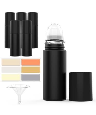 6PCS 30ml 1oz Black Coated Glass Essential Oil Roller Bottles Empty Refillable Glass Roll-on Bottles Perfume Roller Bottles With Plastic Roller Ball Black 6pack