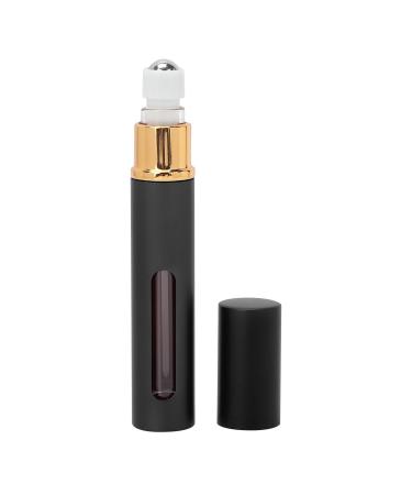10ml empty roller balls bottle essential oil roller bottle Refillable perfume bottle travel refillable container roller dispenser portable cosmetics dosing bottle (black)