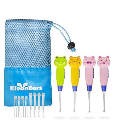 KleanEars Kids Earwax Remover Tool Baby Safe 4 Pcs LED Lighting Ear Pick Spoon Earwax Remover Curette Tweezer Ear Spoon Cleaning