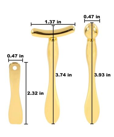 Metal Eye Cream Applicator Stick and Mini Spoon Spatula Set - Zinc Alloy Makeup Tool for Facial Massage and Cream Application (Gold) - Buy Online on GoSupps.com