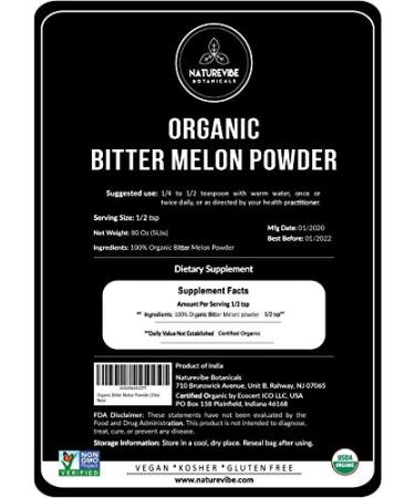 Naturevibe Botanicals Organic Bitter Melon Powder 5lbs (80oz) - Momordica Charantia | Pure & Natural - Buy Online on GoSupps.com