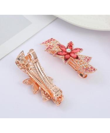 FZBNSRKO 5 Pack Crystal Rhinestone French Barrettes for Women Girls - Butterfly/Bow Tie/Flower Designs - Buy Online on GoSupps.com