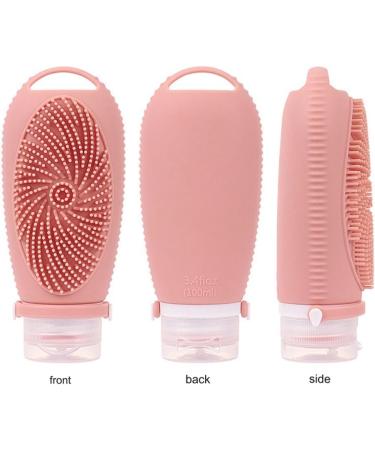 AuntYou Silicone Travel Refillable Bottle Set with Cleansing Brush - Portable Shampoo and Lotion Containers A Grayish Yellow - Buy Online on GoSupps.com