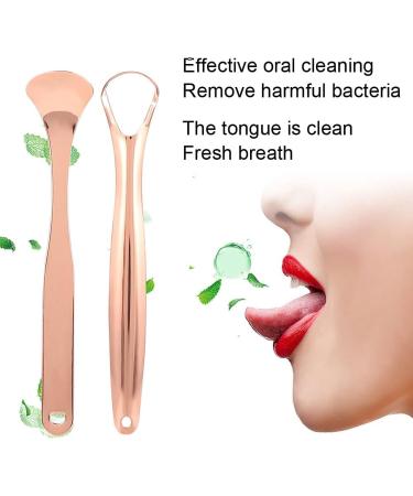Ververt Touch Tongue Scraper Set - Stainless Steel Tongue Cleaner 2 Pieces Rose Gold Bacteria & Bad Breath Removal - Buy Online on GoSupps.com