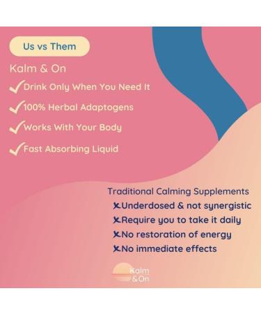KALM & ON Rooibos Pear Tea Liquid Shots - Natural Calm Herbal Adaptogens Blend for Fast Relaxation - Plant-Based with Panax Ginseng & Lemon Balm - 12 Pack - Buy Online on GoSupps.com