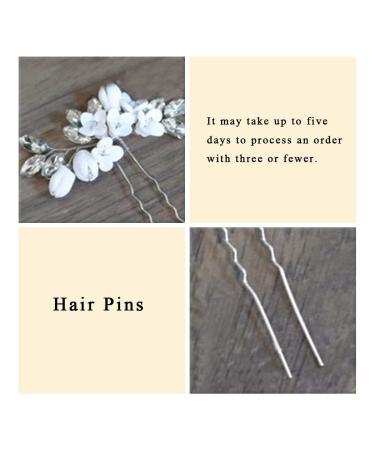 Flower Bride Wedding Hair Pins - Crystal Bridal Head Piece (Pack of 3) - B Silver - Buy Online on GoSupps.com