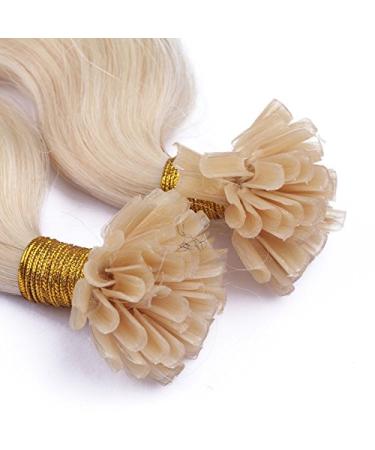 Keratin Bonding Hair Extensions #60 White Blonde 60cm - 25 Strands 100% Remy Real Hair - Easy to Use Wavy Micro Ring Extensions - Buy Online on GoSupps.com