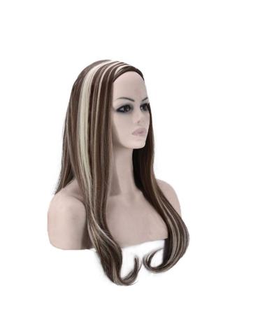 BGHJUE Brown Long Straight Synthetic Hair Wig with Blonde Highlights - Women's Daily Side Part Style - Buy Online on GoSupps.com