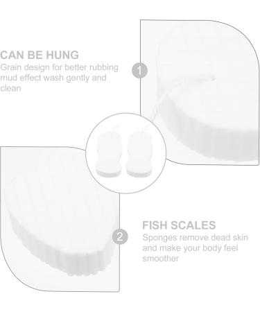 Beaupretty Loofah Sponge - 2pcs Exfoliating Bath Scrubbers for Dead Skin Removal | White Body Wash Sponge & Back Scrubber for Adults - Buy Online on GoSupps.com