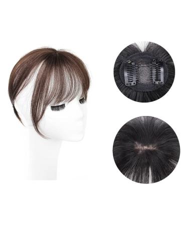 Bangs Clip in Bangs Mini Fringe Hairpiece Straight Clip in Forehead Topper with Wispy Bangs Extension Thin 3D Air Hair Bangs Invisible Seamless Straight Neat Bangs for Women Curved Bangs for Daily W 3D dark brown