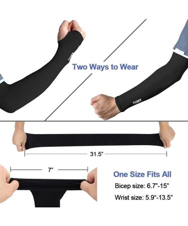 Beisten Armanchette UV Protection Arm Sleeves for Men & Women | UPF 50+ Cooling Slipproof Compression (3 Pairs - Black) - Buy Online on GoSupps.com