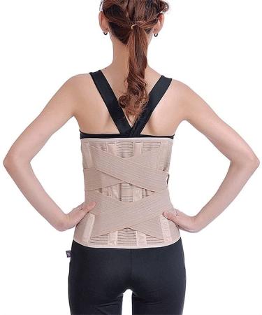 Back bandage for men and women lower lumbar spine decompression waist support posture correction severe weightlifting training belt for pain relief scoliosis sciatica bands beige xxxl