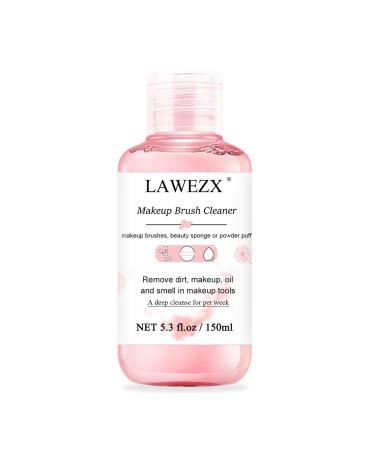 150ml Makeup Brush Cleaner LAWEZX Liquid Makeup Cleaner Solution for Makeup Brushes and Makeup Tools - Removes Makeup Dirt & Impurities From Makeup Brushes Powder Puffs or Makeup Sponges Vegan
