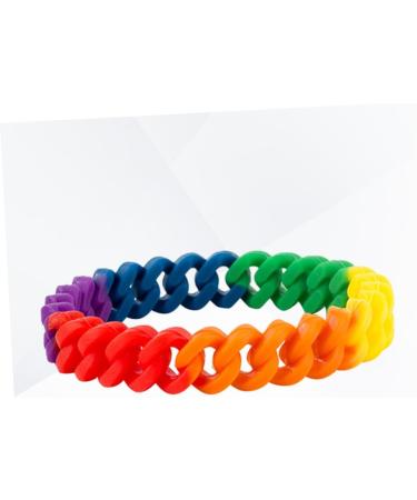 VALICLUD 3 Pcs Mens Gift Lesbian Rainbow Wristbands Cuff Bracelet Braided Rainbow Chain Braclets for Men Rainbow Chain Bracelet Biker Ring Men Gift Mens Bracelets United States Simple Medium Colorful - Buy Online on GoSupps.com