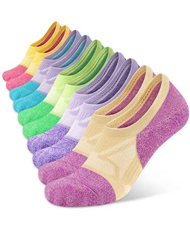 THATISHE No Show Socks Womens Athletic Low Cut Cushioned Socks Ankle Compression Running Socks 5 Pairs Mood Boosting Colorful Socks Medium