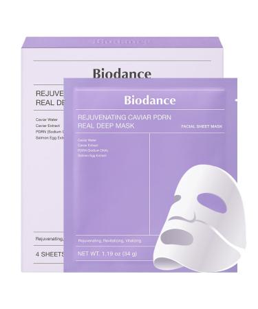 BIODANCE Rejuvenating Caviar PDRN Real Deep Mask Overnight Hydrogel Mask Skin Firming & Radiance Boost Enhancing Recovery for All Skin Types 1.19oz(34g) x 4ea 4 Count (Pack of 1) PDRN