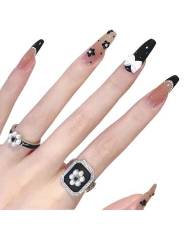 Press on Nails 3 Sets White Pearl Bow Artificail Nails Fake Nail Press-on Nails Removable for Women Girls (Color : Pearl Butterfly) (Color : Pearl Butterfly) (Pearl Butterfly)