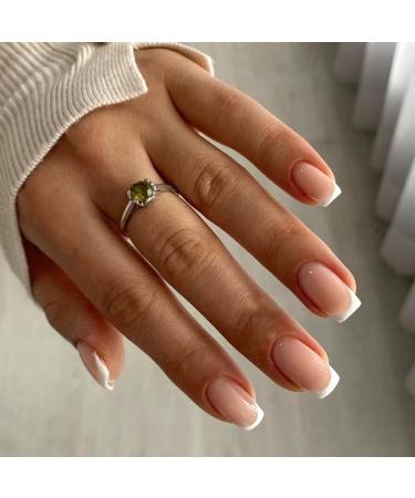 Mouyou 24 pieces press on nails short Square of course nude French white tip fake nails full cover artificial nails with nail glue angular natural skin color acrylic artificial fingernails f12 - Buy Online on GoSupps.com