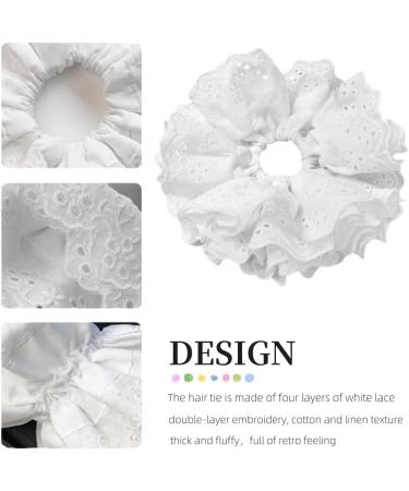 Loekrdos White Lace Scrunchies Lace Scrunchies for Women 4-Layer Lace Hair Scrunchie Large Hair Scrunchies White Thick Hair Scrunchie Accessories for Ladies Girls - Buy Online on GoSupps.com