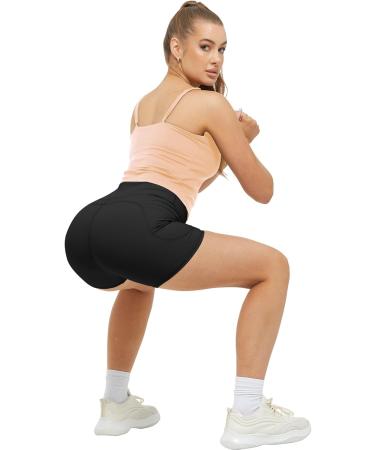 Glacspyg Women's High Waist Cycling Pants - Short Sports Trousers for Yoga Gym & Fitness - Black Leggings with Pockets - Buy Online on GoSupps.com