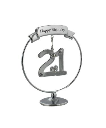 Crystocraft Happy 21st Birthday Cake Topper / Gift With Number & Swarovski Crystals