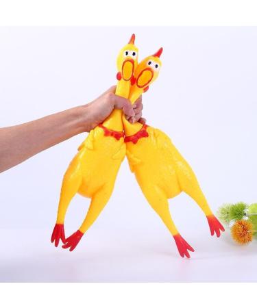 XFly 2-Pack Rubber Screaming Chicken Dog Toys - Squeaky Yellow 32cm for Teeth Cleaning & Decompression - Buy Online on GoSupps.com