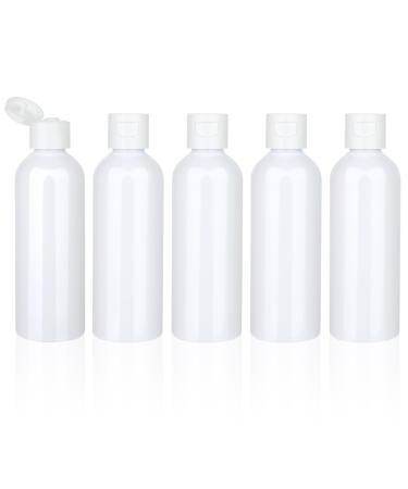 5 pieces 100 ml of travel bottles of empty plastic bottle to fill squeezing bottles with flip cover for shampoo cosmetics toilet items (white)