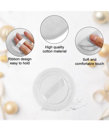 10pcs White Cotton Cosmetic Powder Puffs with Ribbon - 2.36 inch - for Loose & Foundation Makeup - Buy Online on GoSupps.com
