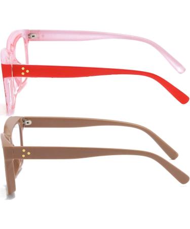 Shop REAVEE 2 Pack Oprah Style Oversized Reading Glasses | Blue Light Blocking Retro Square Readers for Men & Women (Red/Coffee 1.5x) - Perfect for Global Shipping - Buy Online on GoSupps.com