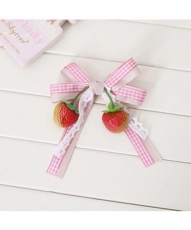 Sweet Strawberry Hair Bow Clips for Women and Teen Girls - Cute Pink Lace Barrettes for Little Girl's Hair - Assorted Accessories for Alligator Braid Ornaments - March9 (Pink2) - Buy Online on GoSupps.com