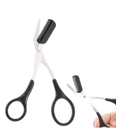 Eyebrow Trimmer Scissors Black Eyebrow Scissors with Comb Stainless Steel Professional Precision Eyebrow Scissors Trimmer Tool with Comb Small Eyebrow Grooming Beauty Tool for Men Women