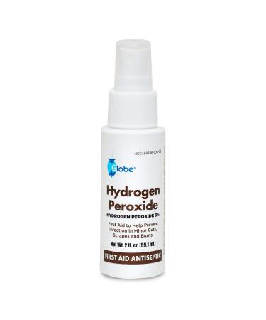 Globe Hydrogen Peroxide 3% First Aid Antiseptic Topical Solution USP Spray Bottle  2 Fl. Oz Convenient Pump Spray Bottle