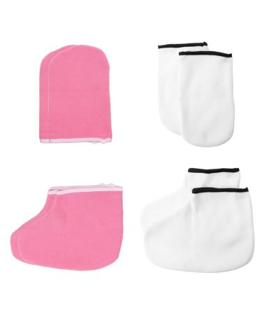 Beavorty 4 Pairs Hand and Foot Mask Moisture Glovesfor Dry Hand Heel Moisturizing Hand Gloves Cotton Gloves for Dry Hands Paraffin Wax Nail Art Hand Gloves Paraffin Mitts Body Tool Kit