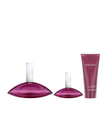 Calvin Klein Euphoria Eau de Parfum Chypre Women's Perfume With Notes of Pomegranate Black Orchid Lotus Blossom & Mahogany Wood Long Lasting Fragrance 3 piece set (3.3 fl oz. + 1 fl oz. + 3.3 fl oz.) - Buy Online on GoSupps.com