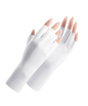 Uv Glove for Gel Manicures Breathable Uv Protection Gloves UPF50+ Fingerless Manicure Gloves for Nail Art Supplies White