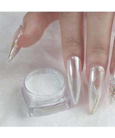 White Pearl Chrome Nail Powder - Aurora Magic Pigment for High Gloss Glitter Nail Art - Buy Online on GoSupps.com