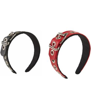 TQUXNGA PU Leather Headband Gothic Tiaras Leather Buckle Headband Rock Headband Punk Headband Steampunk PU Leather Headpiece Red - Buy Online on GoSupps.com