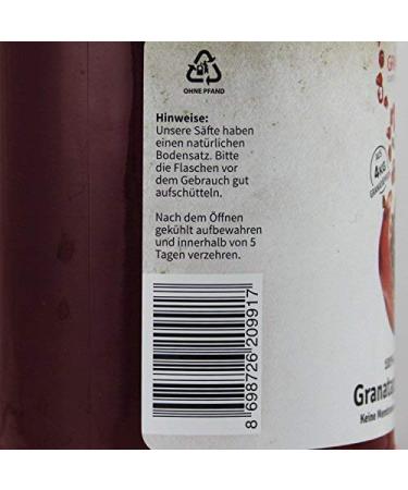 Granar 6-Pack 100% Pure Pomegranate Juice - 1L Cold-Pressed Unfiltered Natural Cloudy - International Shipping - Buy Online on GoSupps.com