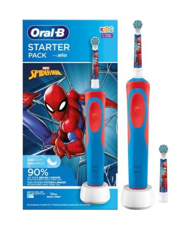 Oral-B Kids Spiderman Electric Toothbrush with 2 Brush Heads - StartPack - For children aged 3 and over