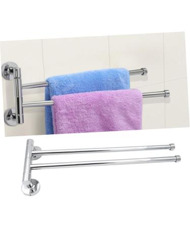 Alipis Stainless Steel Pendant Double Bath Towel Holder Tower Holder Arm Swing No Punching to Rotate Silver Medium - Buy Online on GoSupps.com