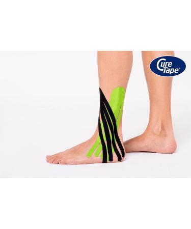 Curtape Sports Kinesiology Tape | 25% More Adhesive Power | Waterproof Latex-Free | T V Certified | 5cm x 5m | Lime | Ideal for Injuries & Sports Performance - Buy Online on GoSupps.com