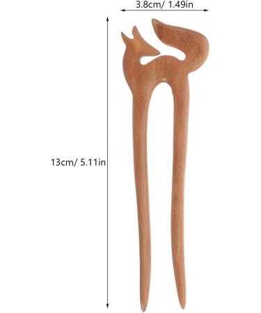 minkissy U Shape Wooden Hair Sticks Handmade Carved Ebony Sandalwood French Hair Forks with Cute Fox Design 2-prong Vintage Wood Hair Pins for Women Chignon Bun Updo Hairstyle - Buy Online on GoSupps.com