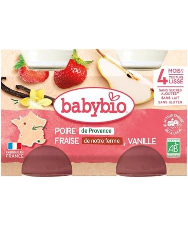 BABYBIO - Small Strawberry Pear Pots from our Vanilla Farm - 2x130g - ORGANIC - Pack of 6 - Buy Online on GoSupps.com