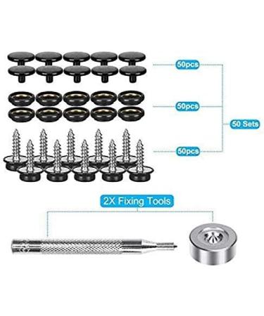 Kelife 150PCS Stainless Steel Marine Grade 3/8 Socket Canvas Snaps Kit | Boat Cover Snap Button Fastener Tool Set with Setting Tool - Black - Buy Online on GoSupps.com