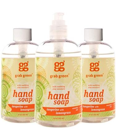 Grab Green Hand Soap  12 Ounce (Pack of 3)  Tangerine Lemongrass Scent  Plant and Mineral Based  with Soothing Aloe Moisture Tangerine and Lemongrass 3 Count (Pack of 1)