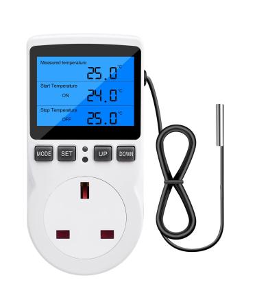 Diymore Temperature Controller Thermostat Plug 220V Digital Thermostat with Backlight LCD Screen Heating Cooling Temperature Switch Thermostatic Socket for Greenhouse Farm Terrarium - Buy Online on GoSupps.com