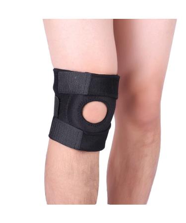 Knee Brace with Side Stabilizers & Patella Gel Pads  Adjustable Velcro Straps Knee Support Wrap for Knee Pain Running Meniscus Tear ACL Joint Pain Relief  Injury Recovery For Men and Women  Black  One Size