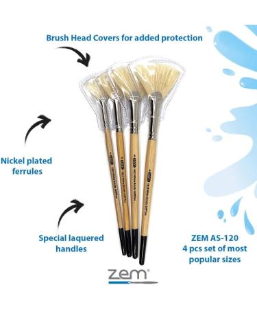 ZEM White Hog Bristle Stiff Fan Brush Set - Sizes 2, 4, 6, 8 - Buy Online on GoSupps.com